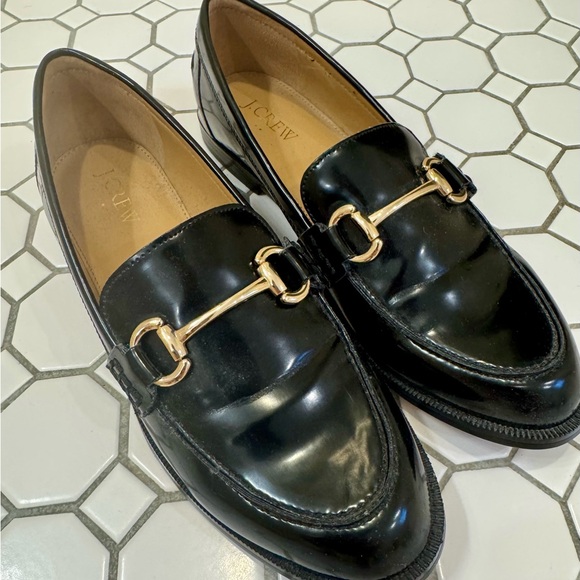 J. Crew Shoes - J. Crew Black Leather Loafers with Gold Horsebit